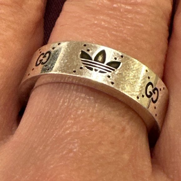 Gucci x Adidas Engraved Silver Ring NEW IN BOX - Picture 1 of 11